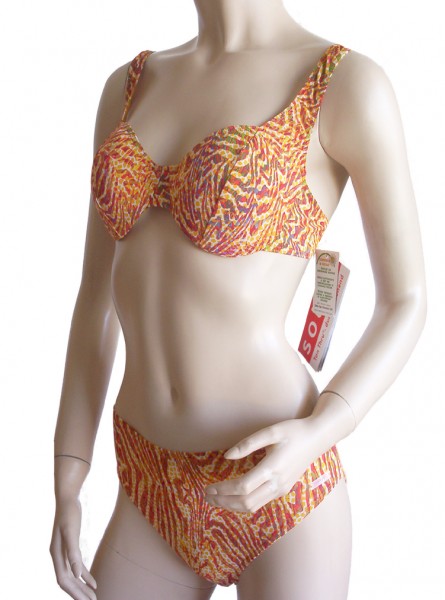 Bügel-Bikini durchbäunend C-Cup Streifen in orange/gelb