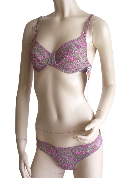Bügel-Bikini durchbäunend Gr. 38 B-Cup grün/pink