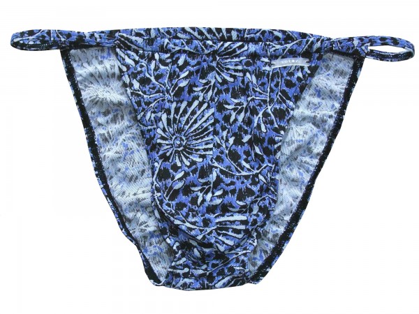 Badehose durchbäunend Micro-Slip Blüten in blau/schwarz