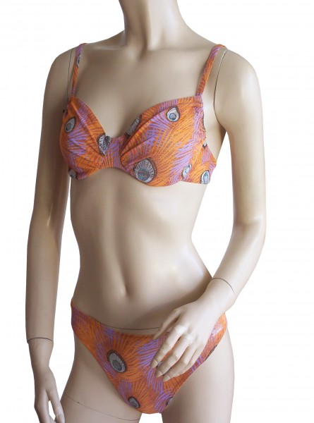 Bügel-Bikini durchbäunend Gr. 36 C-Cup Pfauenauge in orange/lila