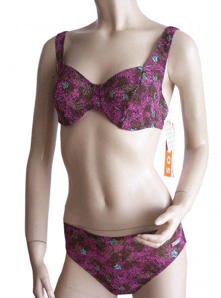 Bügel-Bikini durchbräunend B-Cup, C-Cup oder D-Cup Farn in braun/pink
