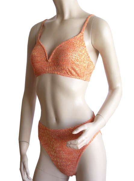 Bikini mit Herzchen-Dekolleté durchbäunend Gr. 38 B-Cup Schlange in orange