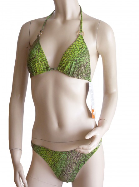 Neckholder-Bikini durchbäunend B-Cup Schlange in grün