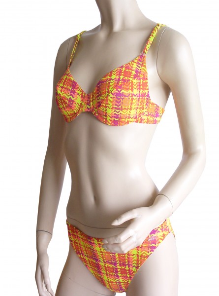 Bügel-Bikini durchbäunend B-Cup oder C-Cup Häkchen in gelb/orange