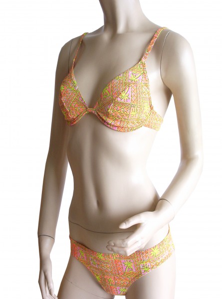 Bügel-Triangel-Bikini durchbräunend Gr. 38 B-Cup Palmen in gelb