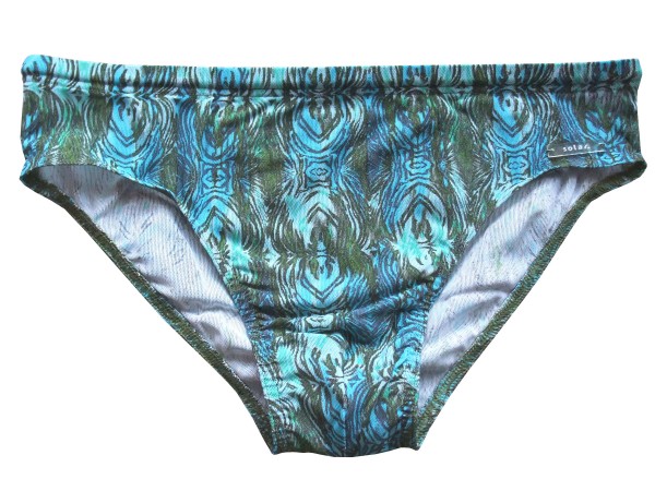 TanThru Badehose Panty Short Durchbräunend Blau Gelb 7 L 9 XXL Wellen Wave Solar 